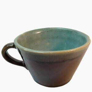 Handmade Ceramic Coffee Mug 12 Oz Earthy Brown Teal Glaze 8 0z Rustic Lodge Boho